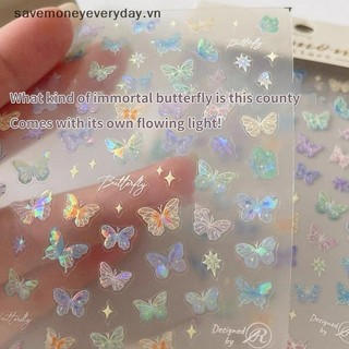 [savemoneyeveryday] Nhãn dán Laser Streamer Cánh tinh tế thời trang Nhãn dán nghệ thuật dập nổi nâng cao Nhãn dán cổ tích đầy màu sắc [vn]