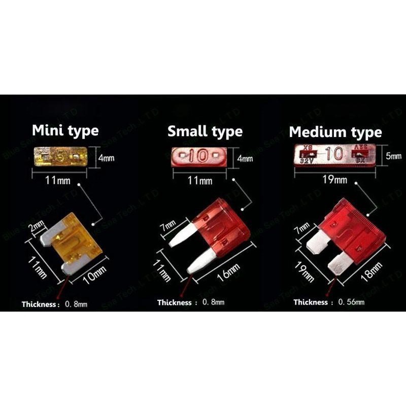 Set 120 Cầu Chì Lưỡi Nhỏ Cho Xe Tải/Xe Hơi 6 thông số kỹ thuật khác nhau