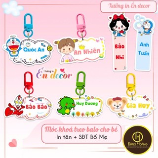 Móc khóa treo BALO IN TÊN BÉ VÀ SỐ BỐ MẸ theo yêu cầu cực dễ thương cho bé  DH