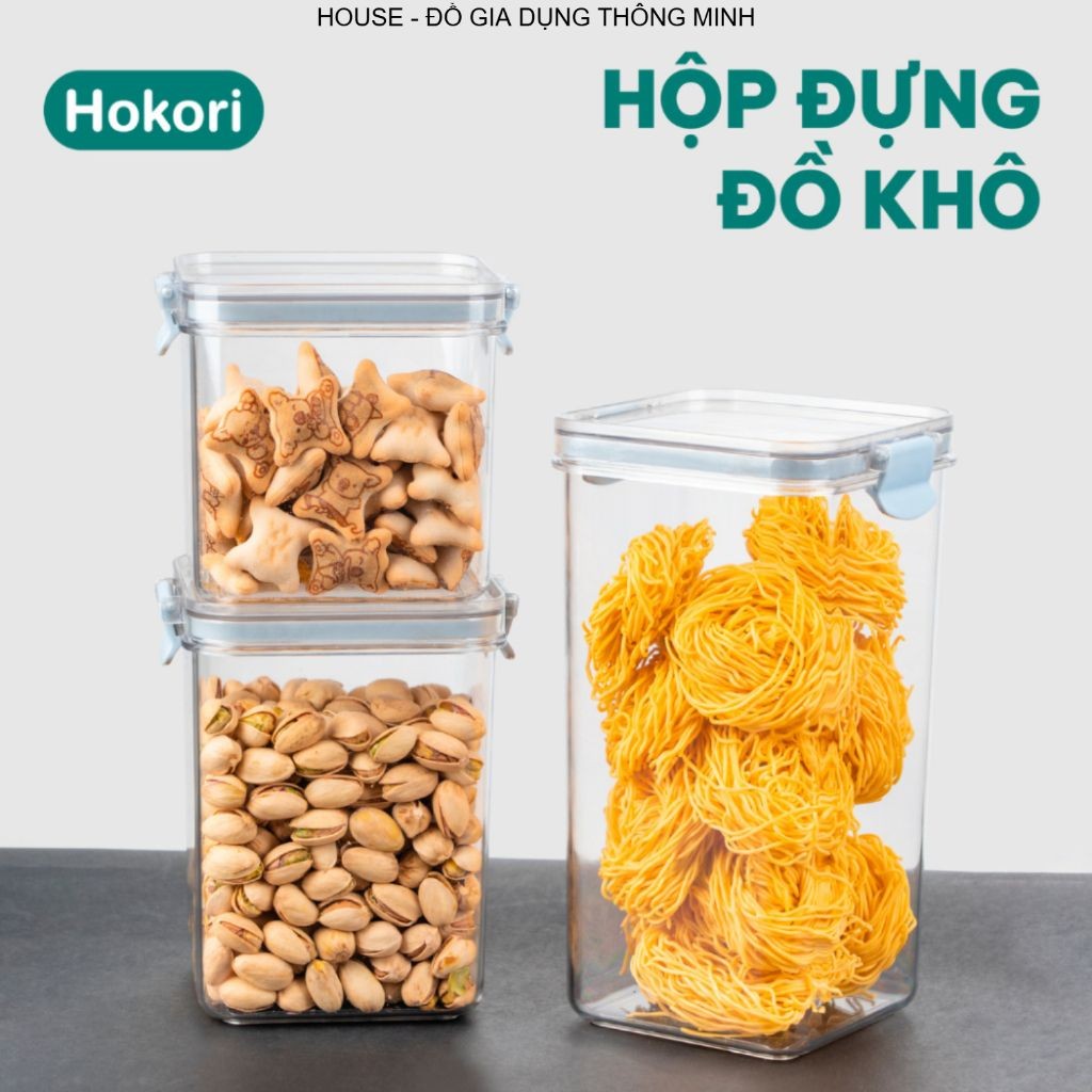 Hộp đựng đồ khô nắp vuông chống ẩm mốc, côn trùng dung tích 750ml/1000ml/1500ml chính hãng Việt Nhật