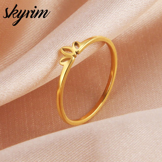 SKYRIM Nữ Thép Không Gỉ Titan Nhẫn Vàng Thiết Kế Vương Miện Trang Sức