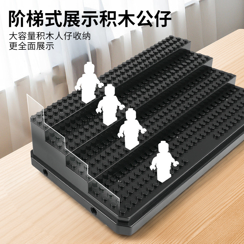 Hộp hiển thị gỗ khối_removeable, chống bụi acryl, quà tặng cho trẻ, kiểu thang.