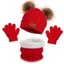 ROLY 3 chiếc Bonnet cho trẻ mới biết đi, Bộ găng tay khăn quàng cổ ấm áp ngoài trời màu trơn, Phụ kiện trẻ sơ sinh dày dễ thương Mũ dệt kim Pompom chống gió mùa đông