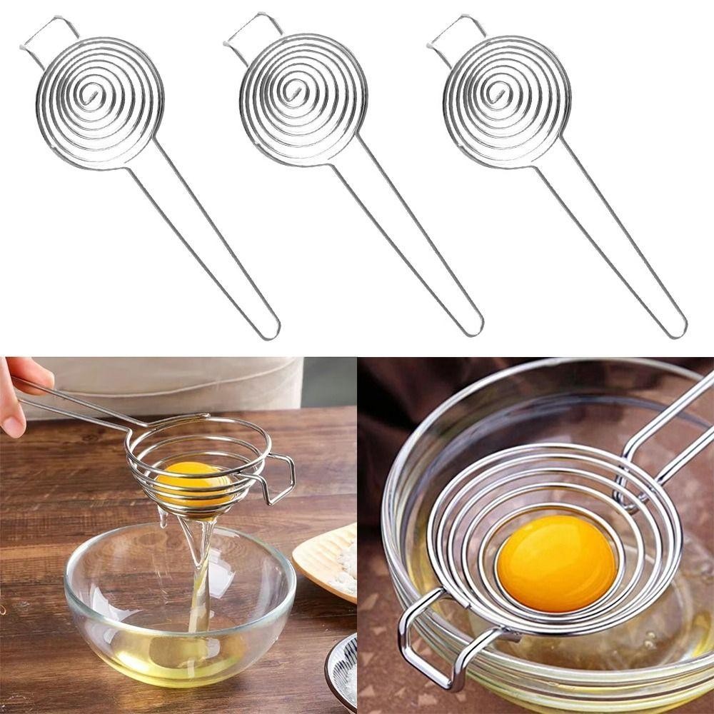 Máy tách lòng đỏ trứng SUNKISSD, Phễu tròn Tay cầm dài Bộ chia trứng, Tiện ích nhà bếp Bộ lọc trứng bằng thép không gỉ Chất lỏng