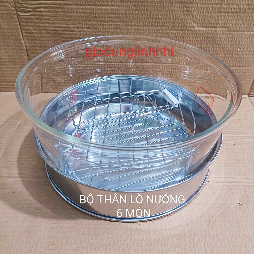 Thân và Phụ kiện Lò Nướng Thủy Tinh Dung Tích 12 lít- 17 lít dùng được cho tấc cả các loại lò nướng