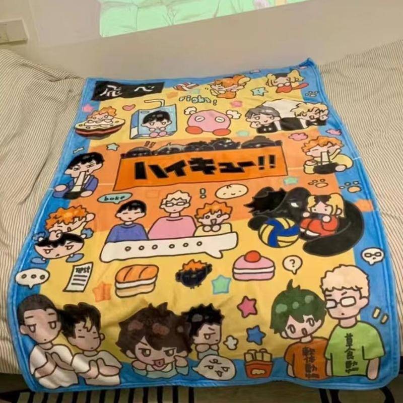 Haikyuu!! Chăn lông cừu san hô Anime – Chăn ngủ mềm để điều hòa, đi văng hoặc giường ngủ, ném nhẹ cho người hâm mộ Anime