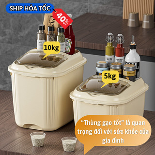 Thùng Đựng Gạo Thành Nhựa Chắc Chắn Nắp Đậy Kín Tránh Côn Trùng Xâm Nhập Ngăn Ẩm Mốc Hiệu Qủa 3 size