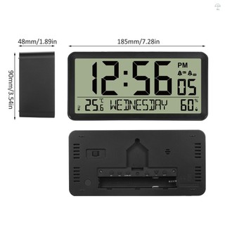Đồng hồ báo thức kỹ thuật số LCD Bàn hoạt động bằng pin Đồng hồ nhỏ điện tử với nhiệt độ trong nhà Độ ẩm Ngày có đèn nền Chức năng báo thức cho phòng ngủ gia đình Bàn đầu giường