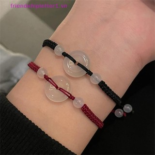 {Fh Fashion} Vòng đeo tay khóa an toàn giả ngọc bích tối giản cổ điển dành cho cặp đôi phong cách Trung Quốc dệt tay Chúc may mắn Dây tay.