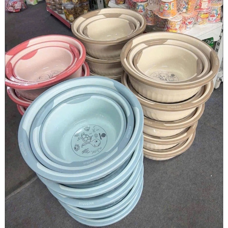 SET 3 MÓN CHẬU NHỰA VIỆT NHẬT, CHẬU NHỰA CAO CẤP, chậu rửa mặt, chậu giặt cực dày dặn (28,33,39cm)