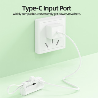 GOOJODOQ 4000mAh Mini Power Bank Sạc di động Type-C và phích cắm cho điện thoại/đồng hồ/tai nghe