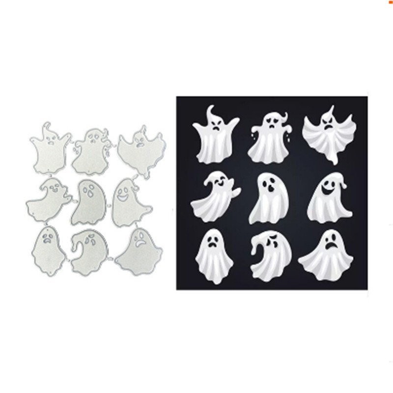 9 khuôn cắt ma Halloween, khuôn cắt bằng thép carbon, khuôn dập nổi DIY, khuôn khắc, sổ lưu niệm, nghệ thuật giấy cho trẻ em