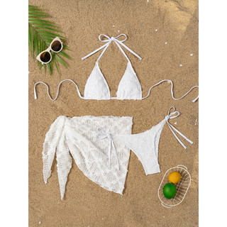Đồ Bơi Nữ Hoa Trắng Tam Giác Cốc Ba Mảnh Bikini Đồ Bơi