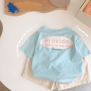 Áo thun ngắn tay trẻ em mùa hè mới bằng cotton cho bé trai và bé gái, phong cách Hàn Quốc, in chữ