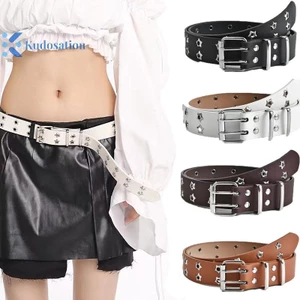 Kudosation Thời Trang Nam Nữ Phong Cách Punk Dây Xích Dây Có Thể Điều Chỉnh Ngôi Sao Rỗng Đôi Ngực Khóa Kim Loại Da Quần Jean Dây Thắt Lưng