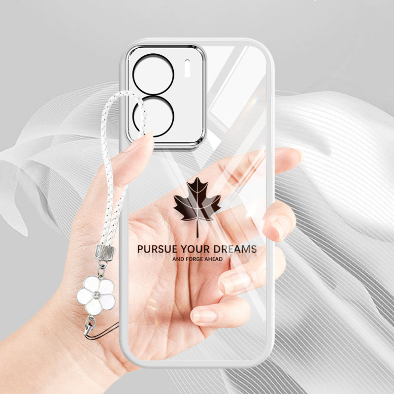 Ốp Điện Thoại Trong Suốt Màu Kẹo YBD Cho Redmi A5 Turbo 4 Pro Xiaomi POCO F7 5G POCO C71 Họa Tiết Lá Phong Có Dây Treo