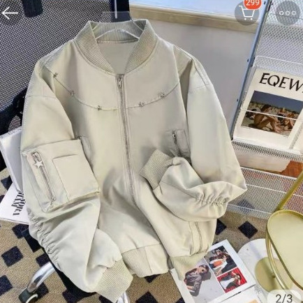 Áo Bomber Ngôi Sao Vòng Cổ Màu Be KCloset Áo Khoác Kaki Dáng Rộng Nam Nữ NA430