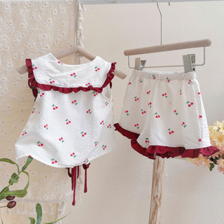 Set Bộ Hè Buộc Nơ Trước Cách Điệu Cho Bé Gái Đi Học Đi Chơi- Chất Đũi Mềm