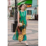 Đầm trung niên suông lụa cao cấp ChiAn CDSN25015G – Họa tiết ombre hoa sen thanh nhã, chất lụa mềm mát tặng mẹ — ảnh 3