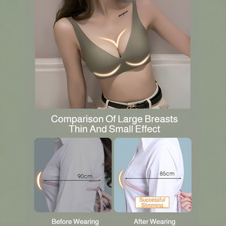 『 Brelira 』 Áo ngực Suji Hỗ trợ mềm Áo ngực liền mạch chống chảy xệ Cao su Bảo hiểm toàn diện Không dây thoáng khí ​​Quần lót cổ chữ V