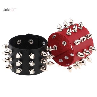 JULYHOT Ba Hàng Đinh Tán Đinh Tán Nhẫn Rộng Da Punk Gothic Rock Vòng Tay Massivedeals Quà Tặng
