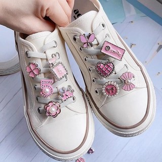 Dây giày thể thao nữ màu hồng thời trang, khóa quyến rũ, phụ kiện trang trí DIY