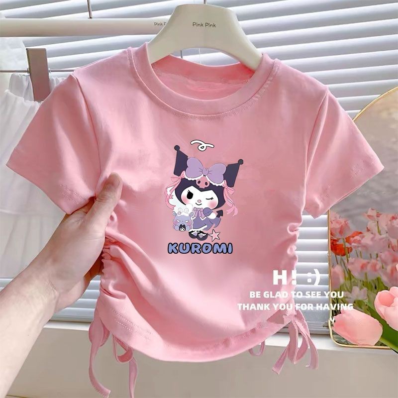 Áo thun dây rút Kuromi Cinnamorol Sanrio Girls Crop Top | Áo 5 6 7 8 9 10 11 12 13 14 Tuổi