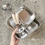 Khay ăn dặm 2 ngăn inox 316 Cao Cấp cho bé kèm thìa kích thước 22x15x6c