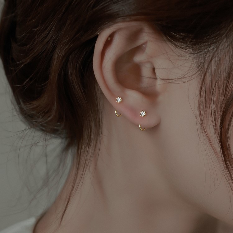 Bông Tai Kim Cương Sáu Móng Thời Trang Nữ Đơn Giản Độc Đáo Tai Cổ Điển Hàng Ngày