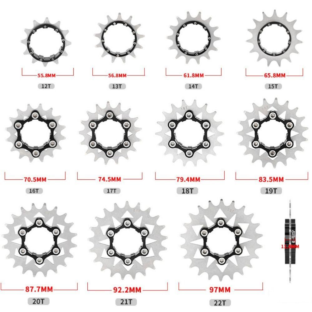 Bộ chuyển đổi tốc độ đơn ICUCKO, Hợp kim nhôm + Thép không gỉ 12T 13T 14T Cassette tốc độ đơn Cog, Phụ tùng xe đạp bạc màu đen nhẹ