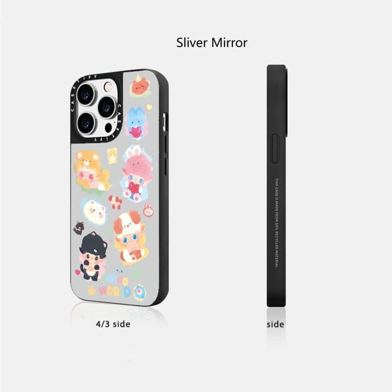 CASETiFY X POP MART - Ốp điện thoại DIMOO WORLD hút từ tính Vỏ IPhone gương đen & bạc IPhone 16 15 14 13 12 Pro Max Plus Ốp điện thoại cứng có hộp khắc logo