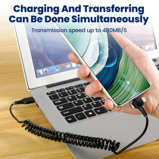 Cáp lò xo USB Elough 3in1 cho điện thoại di động Dây cáp sạc Micro USB Type C
