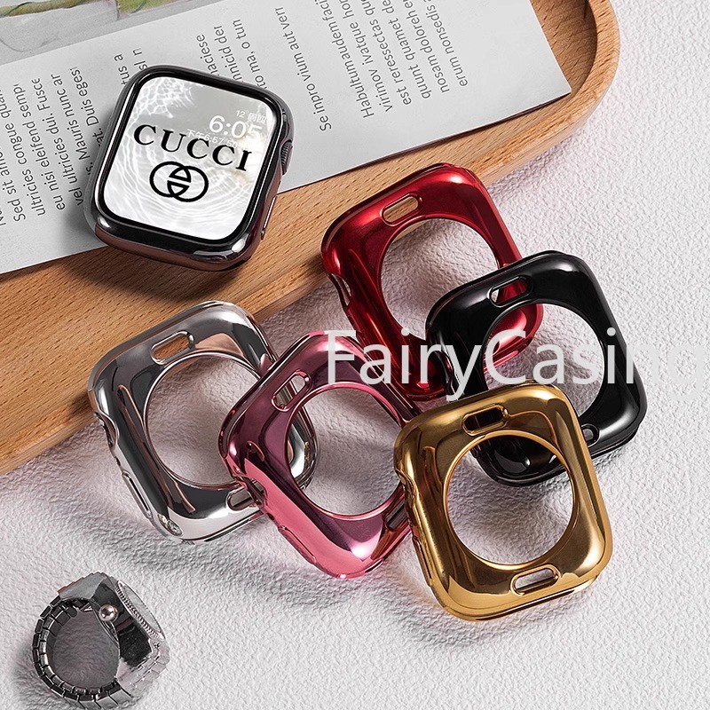Vỏ Mạ Điện Cho Apple Watch Series 10 46mm 42mm 49mm 45mm 41mm 44mm 40mm 38mm Phụ Kiện PC Ốp Lưng Khung Vỏ Cho iWatch 9 8 7 6 5 4 3 Bảo Vệ