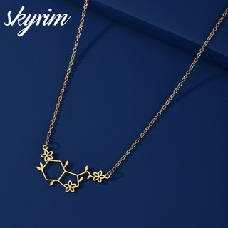 Vòng cổ nữ SKYRIM Hoa + Mặt dây chuyền phân tử 5-hydroxytryptamine Trang sức thời trang