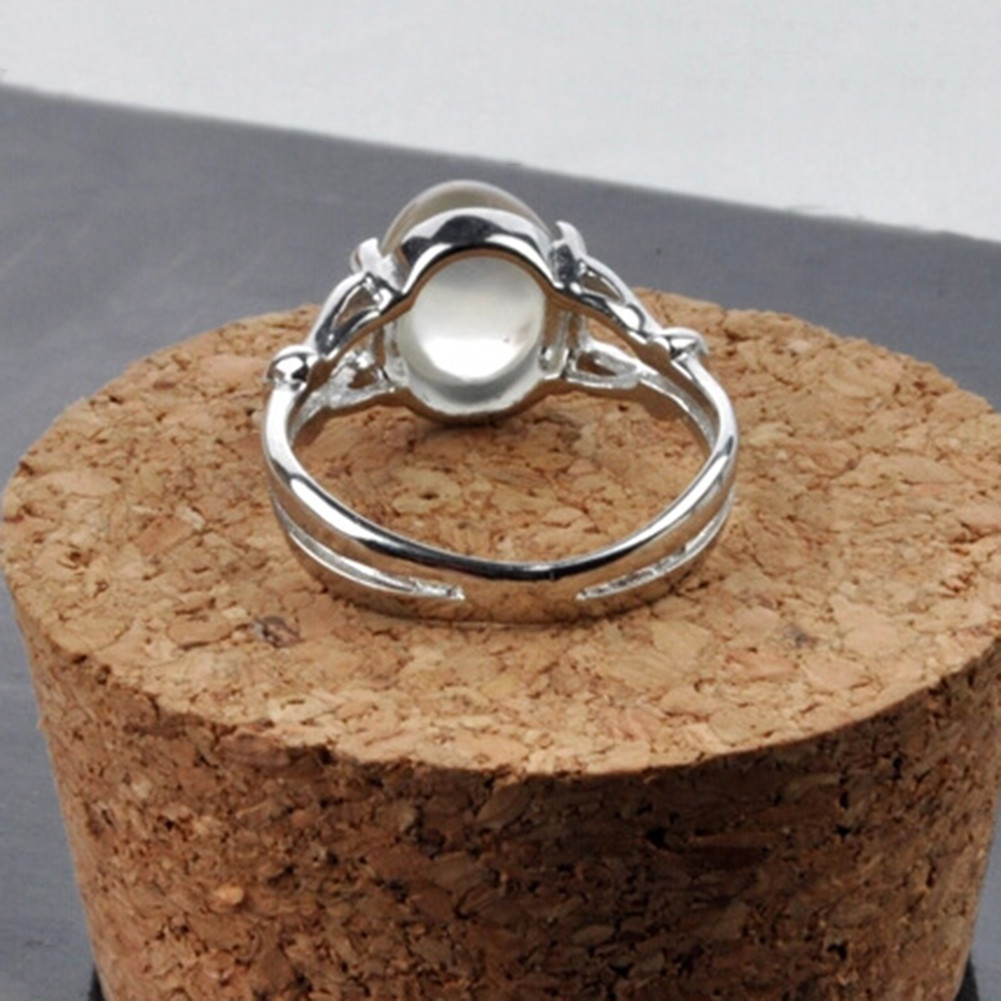 Fairystore| Vintage Moonstone Kẻ Sọc Nhẫn Nữ Trang Sức Cưới Quà Tặng Ngày Lễ Tình Nhân
