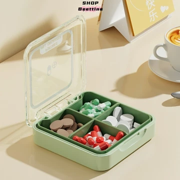 Hộp Đựng Thuốc Khay Chia Thuốc 4/7 Ngăn Trong Suốt,Dụng Cụ Cắt Thuốc Viên Nén Chính Xác Kiêm BEETT