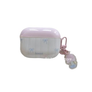 Ốp Màu Hồng Cho AirPods 4 [2024] AirPods Pro2 Pro 3 2 1 Bảo Vệ Tai Nghe Không Dây Apple Nơ Xanh