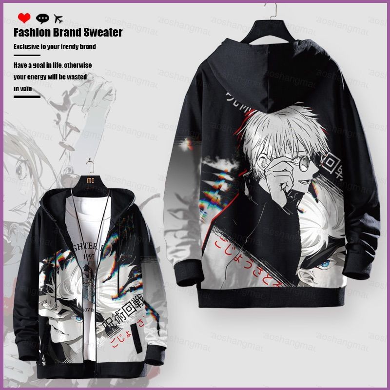 5y Jujutsu Kaisen Anime Áo khoác 3D Áo khoác dài tay Cosplay Gojou Satoru Unisex Top Áo Hoodie thời trang Áo khoác ngoài Plus