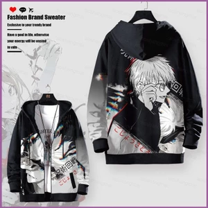5y Jujutsu Kaisen Anime Áo khoác 3D Áo khoác dài tay Cosplay Gojou Satoru Unisex Top Áo Hoodie thời trang Áo khoác ngoài Plus