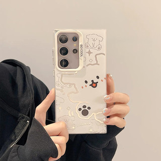 Vỏ bọc họa tiết chó con dễ thương vui vẻ cho Samsung s25 s25plus ultra Case Girly S22 S22plus S23 S23Plus s23fe s24 s24plus s24ultra Cover