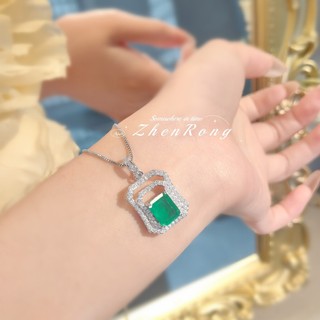 Châu Âu Mỹ ins Vòng cổ ngọc lục bảo kim cương phong cách mới dành cho nữ