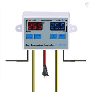 Bộ điều khiển nhiệt độ kép kỹ thuật số 110-220V, màn hình LED, chống nước, đầu dò, làm mát cho máy làm mát bể cá