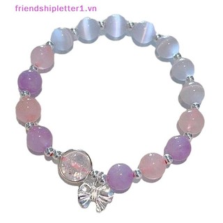 {Fh Fashion} Vòng tay đính cườm nơ pha lê ánh trăng Vòng tay đàn hồi nhẹ dành cho nữ Phụ kiện trang sức Quà tặng.