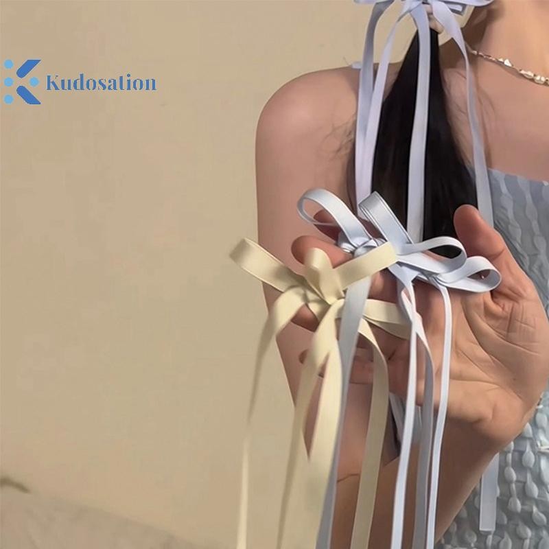 Kudosation 2024 Mới Dễ Thương Ruy Băng Nơ Dài sel Phụ Kiện Tóc Nữ Bé Gái Đảng Mũ Bên Kẹp Bán Buôn