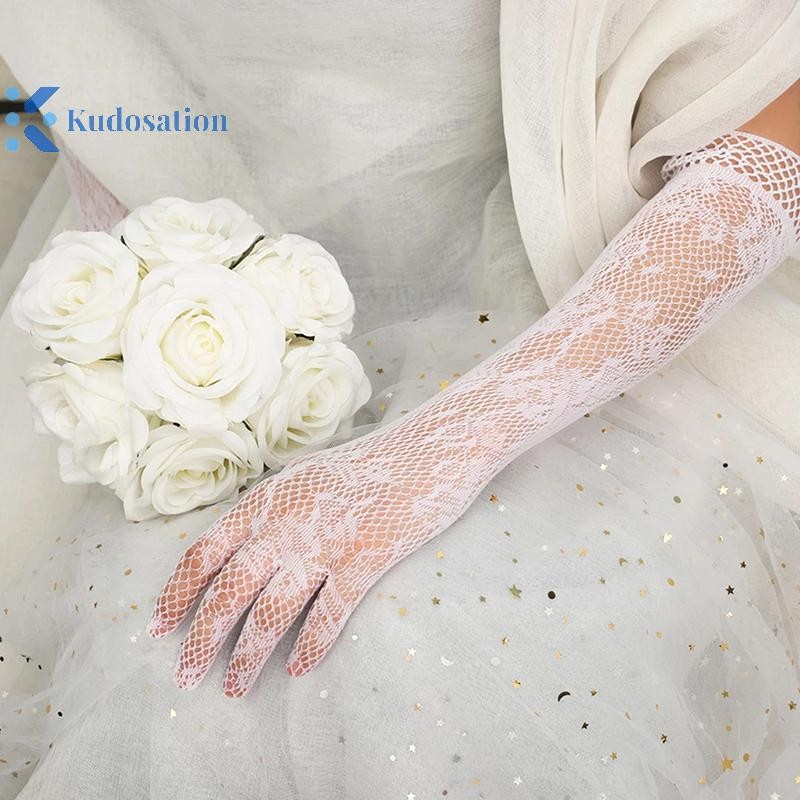 Kudosation Găng tay nghi thức thời trang mới Găng tay lưới cá dài Lưới thời trang mượt mà Phong cách hơn
