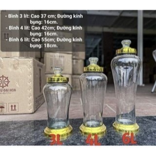 Bình Ngâm RƯỢU SÂM THỦY TINH 3L.4L.6L CÓ VÒI & KHÔNG VÒI  ( BAO BỂ VỠ )