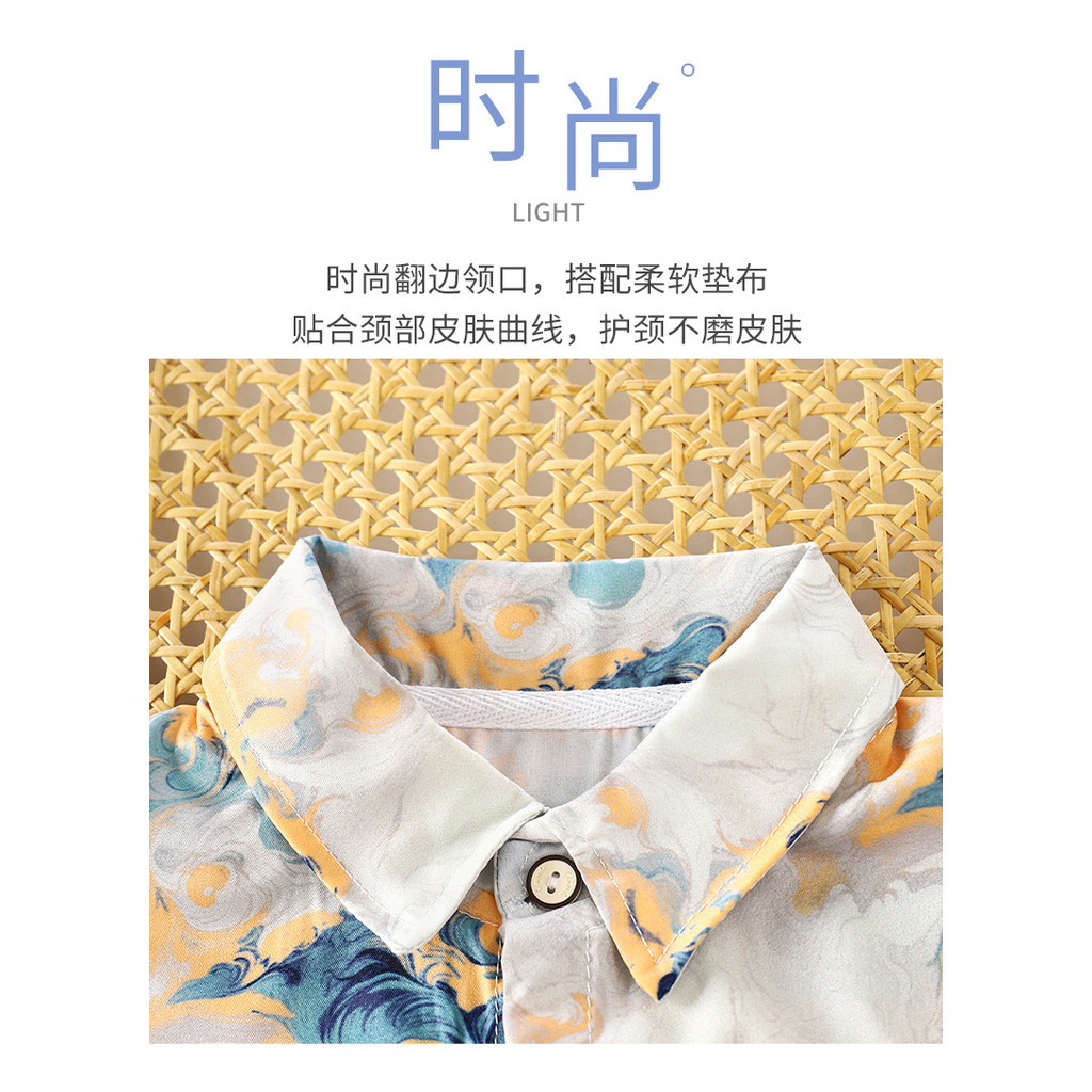 Áo sơ mi ngắn tay cho trẻ em Mùa hè phong cách mỏng bé trai Áo sơ mi phong cách Hàn Quốc Phong cách Hồng Kông Áo thoáng khí Áo sơ mi mỏng bên ngoài Quần áo trẻ em 90-150 Size GGVO