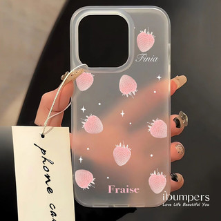 ibumpers Ốp Điện Thoại iPhone Fresh Dreamy Dâu Họa Tiết Ốp Lưng Trong Suốt Nhám Mờ Chống Bẩn Chống Sốc Cho IPhone 16 15 14 12 13 11 Pro Max IP 7 8 Plus X XS XR