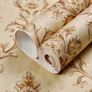 Cuộn Giấy Decal dán tường 3D in nổi khổ rộng 53CM thêu hoa phong cách Vintage mã TD02