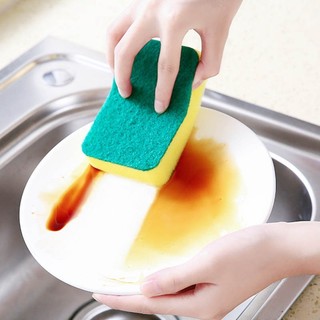 3 / 5 Miếng Bọt Biển Vệ Sinh Nồi Đĩa Hai Mặt - Miếng Bọt Biển Đa Năng - Dụng Cụ Vệ Sinh Nhà Bếp - Chảo Bếp - Có Thể Tái Sử Dụng, Dày
